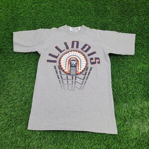 Vintage 90s Illinois University Stripes Shirt S/M 19x26 Gray